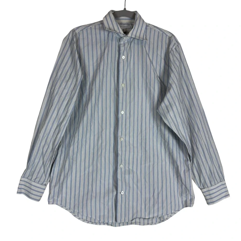 Banana Republic Dress Shirt Mens Medium 15-15.5 32/33 Blue Stripe Regular
